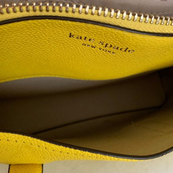 Kate Spade Yellow Pebbed Leather Satchel Crossbody Bag Medium - Picture 10 of 13